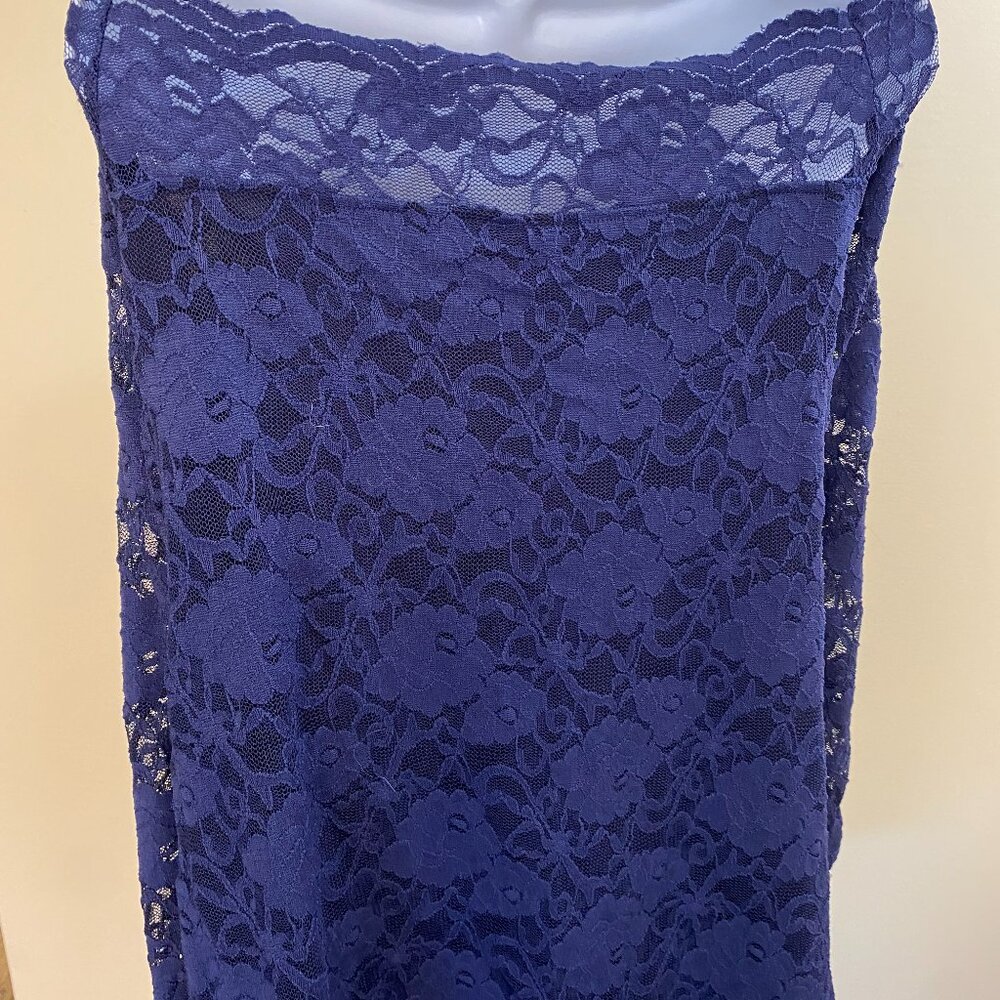 Size 3 X Off shoulder laced/ stretch Blue top w/ black lining from TORRID